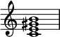 {
\override Score.TimeSignature #'stencil = ##f
\relative c' {
\clef treble \time 4/4
<c e gis b>1
} }