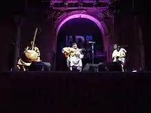 Sissoko (left) performing with 3MA during a concert in Cartagena, Spain.