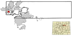 Location of the Sherrelwood CDP in Adams County, Colorado.