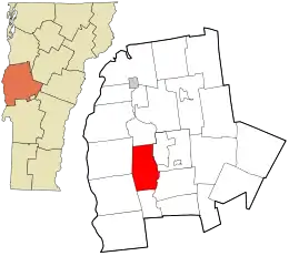 Location in Addison County and the state of Vermont.