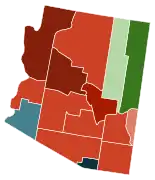 Map of counties in Arizona by racial plurality, per the 2020 U.S. census  Legend   Non-Hispanic White  &nbsp;&nbsp;40–50%  &nbsp;&nbsp;50–60%  &nbsp;&nbsp;60–70%  &nbsp;&nbsp;70–80%  Native American  &nbsp;&nbsp;40–50%  &nbsp;&nbsp;70–80%  Hispanic or Latino  &nbsp;&nbsp;60–70%  &nbsp;&nbsp;80–90%