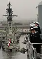 A stern view of BAP Almirante Grau from USS&nbsp;Pearl Harbor