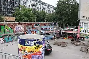 Arts & entertainment complex RAW-Friedrichshain&nbsp;[de], Warschauer Straße, corner of Revaler Straße