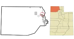 Location in Box Elder County and the state of Utah