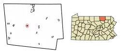 Location of Burlington in Bradford County, Pennsylvania.