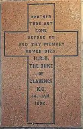 Wall-mounted plaque for The Duke of Clarence