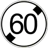 End of maximum speed limit 60&nbsp;km/h