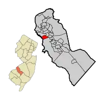 Runnemede highlighted in Camden County. Inset: Location of Camden County highlighted in the State of New Jersey.