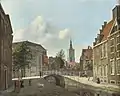 Daily activities along the Paviljoensgracht with the St. Jacobskerk in the distance