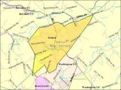 Census Bureau map of Oxford Township, New Jersey
