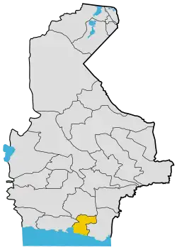 Location of Chabahar County in Sistan&nbsp;and&nbsp;Baluchestan province