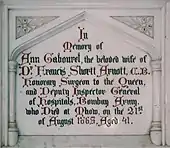 Ann was the wife of Dr Francis Shortt Arnott, the Deputy Inspector General of Hospitals