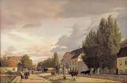 Parti af Østerbro i morgenbelysning (1836)  Statens Museum for Kunst