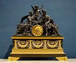 Clock with Mars and Venus; by Pierre-Philippe Thomire; circa 1810; gilded bronze and patina; height: 90&nbsp;cm; Louvre