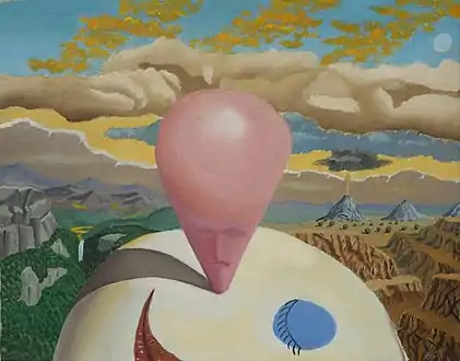 Clown in a Landscape, 1983; oil on canvas, 40 x 50&nbsp;cm