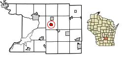 Location of Wyocena in Columbia County, Wisconsin.