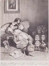 A trick of the imagination: My God! If my child were born with a pear head, or as Lobau, or as D'Argout, as Dupin ... For God's sake! A Kératry lithograph, 26,4 x 19,8&nbsp;cm.