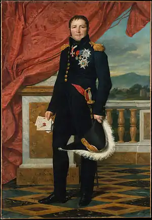 Image 7Étienne Maurice GérardPainting credit: Jacques-Louis DavidÉtienne Maurice Gérard (4&nbsp;April&nbsp;1773&nbsp;– 17&nbsp;April&nbsp;1852) was a French general, statesman and marshal of France. He served under a succession of French governments, including the monarchy of the Ancien Régime, the First Republic, the First Empire, the Bourbon Restoration, the July Monarchy, the Second Republic, and arguably the Second Empire, becoming prime minister briefly in 1834. This 1816 portrait of Gérard by Jacques-Louis David is in the collection of the Metropolitan Museum of Art in New York City.More selected pictures