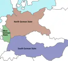 Partition plan from Winston Churchill: &nbsp;&nbsp;North German state &nbsp;&nbsp;South German state, including modern Austria and Hungary &nbsp;&nbsp;West German state
