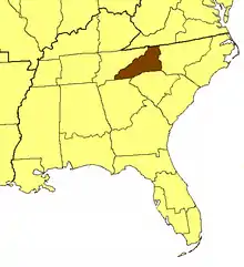 Location of the Diocese of Western North Carolina