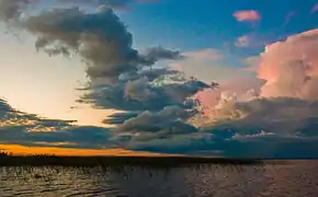 Clouds over the reserve. Annual rainfall averages 1,700&nbsp;mm (67&nbsp;in)