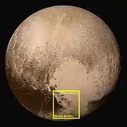 Pluto – Hillary Montes and Tenzing Montes(context; 14&nbsp;July 2015)