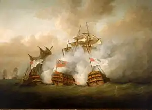 Annibal&nbsp;(1779) fighting as Achille (left) during the Glorious First of June