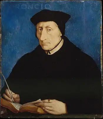 Image 14Guillaume BudéPainting credit: Jean ClouetGuillaume Budé (26&nbsp;January&nbsp;1467&nbsp;– 23&nbsp;August&nbsp;1540) was a French scholar and humanist. He was involved in the founding of Collegium Trilingue, which later became the Collège de France. Budé was also the first keeper of the royal library at the Palace of Fontainebleau, which was later moved to Paris, where it became the Bibliothèque nationale de France. He was an ambassador to Rome and held several important judicial and civil administrative posts.This picture is an oil-on-panel portrait of Budé, produced around 1536 by Jean Clouet, a painter at the court of King Francis&nbsp;I of France. He was a very skilful painter and many fine portraits are attributed to him, but his picture of Budé is his only documented work, being mentioned in Budé's handwritten notes. The painting is now held by the Metropolitan Museum of Art in New York City.More selected pictures