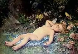 Love's Awakening (painting on porcelain)