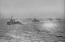 3 unknown Fubuki class ship sailing.