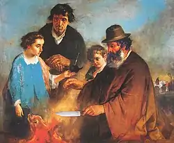 Image 25The asado (1888), by Ignacio Manzoni. Asado is considered a national dish, and is typical of Argentine families to gather on Sundays around one. (from Culture of Argentina)