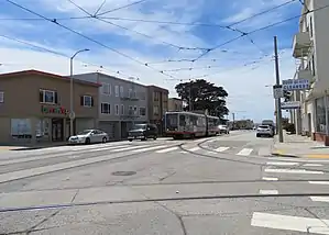 A train at Taraval and 35th Avenue, 2018
