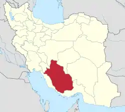 Location of Fars province in Iran