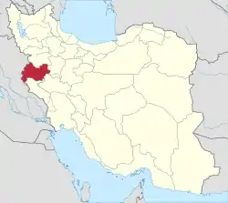 Location of Kermanshah province in&nbsp;Iran