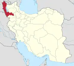Location of West Azerbaijan province in&nbsp;Iran