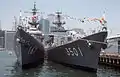 JDS Nagatsuki and JDS Katori at New York Harbor on 4 July 1986.