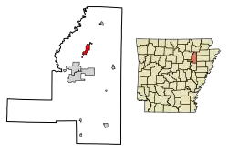 Location of Tuckerman in Jackson County, Arkansas.