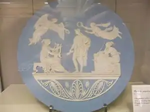 Apotheosis of Virgil; by John Flaxman; c.1776; jasperware; diameter: 41&nbsp;cm (16&nbsp;in); Harris Museum