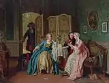 Jean Carolus, 1866, The Letter, oil on canvas, 81.2 x 105.4&nbsp;cm, public collection
