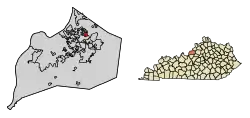 Location of Meadowbrook Farm in Jefferson County, Kentucky