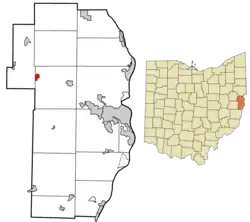 Location of East Springfield in Jefferson County and in the state of Ohio