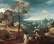 St Christopher Bearing the Christ Child, oil on panel, 48 × 59.5&nbsp;cm (18.9 × 23.4 in), Rockoxhuis, Antwerp