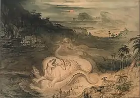 The Country of the Iguanodon (1837). Watercolour on paper, 30.2 x  42.4&nbsp;cm. Museum of New Zealand Te Papa Tongarewa, Wellington