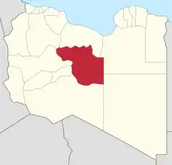 Map of Libya with Jufra district highlighted