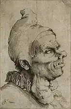 Large Grotesque Head, ca. 1617–27, etching, 22.3 x 15&nbsp;cm.