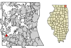 Location of Tower Lakes in Lake County, Illinois.