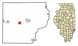 Location of Bridgeport in Lawrence County, Illinois.