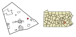 Location of Myerstown in Lebanon County, Pennsylvania.