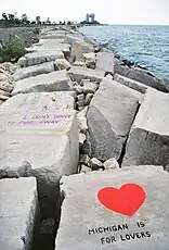 Looking north along the Lakefill seawall