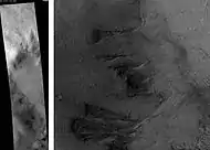 Lohse Crater Gullies on Central Peak. Image located in Argyre quadrangle.